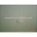 Suspended metal strip ceiling panels